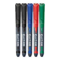 Maped Custom Permanent Markers - Assorted Colors, Set of 5, markers with caps on