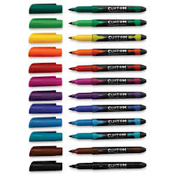 Maped Custom Permanent Markers - Assorted Colors, Set of 12, markers with caps off