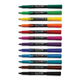 Maped Custom Permanent Markers - Assorted Colors, Set of 12 (set contents with caps off)