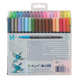 Staedtler Double-Ended Watercolor Brush Pens - Assorted, Set of 72, back of packaging