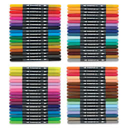 Staedtler Double-Ended Watercolor Brush Pens - Assorted, Set of 72, contents, capped