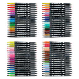 Staedtler Double-Ended Watercolor Brush Pens - Assorted, Set of 72, contents, uncapped