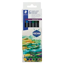 Staedtler Double-Ended Watercolor Brush Pens - Asia, Set of 6, front of packaging