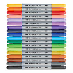 Staedtler Double-Ended Fiber-Tip Pens - Set of 18, contents