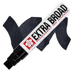 Sakura Extra Broad Permanent Ink Marker - Black, swatch and marker