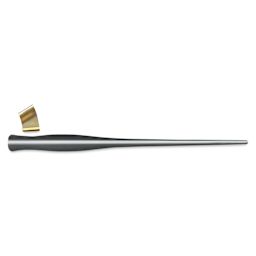 Speedball 2-in-1 Pen Holder - Gunmetal colored pen holder with Brass oblique flange laid out  