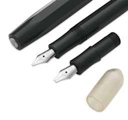 Kaweco Sport Calligraphy Pen - Mini - close-up of pen cap, nibs, and protective cap