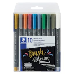 Staedtler Metallic Marker Set - Set of 10, Brush Nib, front of packaging
