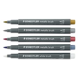 Staedtler Metallic Marker Set - Set of 5, Brush Nib, caps off