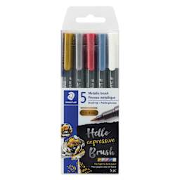 Staedtler Metallic Marker Set - Set of 5, Brush Nib, front of packaging