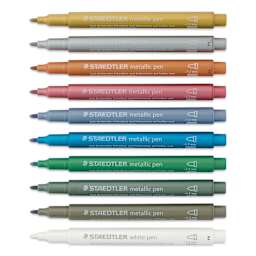 Staedtler Metallic Marker Set - Set of 10, Bullet Nib, caps off