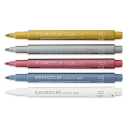 Staedtler Metallic Marker Set - Set of 5, Bullet Nib, caps off