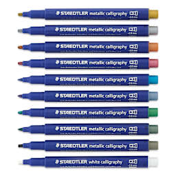 Staedtler Metallic Marker Set - Set of 10, Calligraphy Nib, caps off