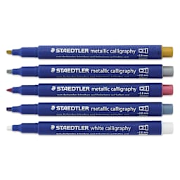 Staedtler Metallic Marker Set - Set of 5, Calligraphy Nib, caps off