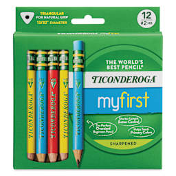 Dixon Ticonderoga My First Short Pencils - Set of 12, Red Yellow Blue
