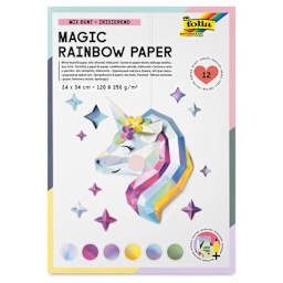 Folia Decorative Paper Pad - 9.4" x 13.4", Magic Rainbow, 12 Sheets