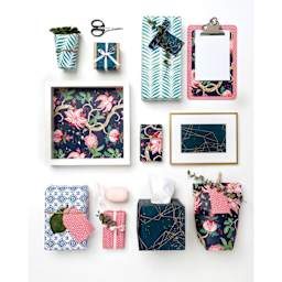Folia Decorative Paper Pad - 7.6" x 9.9", Assorted, 10 Sheets, examples of crafts using sheets.
