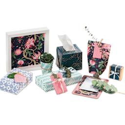 Folia Decorative Paper Pad - 7.6" x 9.9", Assorted, 10 Sheets, arrangement of craft examples