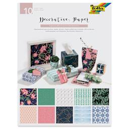 Folia Decorative Paper Pad - 7.6" x 9.9", Assorted, 10 Sheets