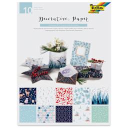 Folia Decorative Paper Pad - 7.6" x 9.9", Winter, 10 Sheets