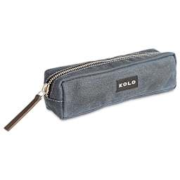Kolo Parker Zipper Pouch - Navy, 2" x 7-1/2" x 2", angled
