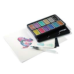 artPOP! Metallic Watercolor Paint Pan Set - Set of 12, Jumbo Pans, with painting