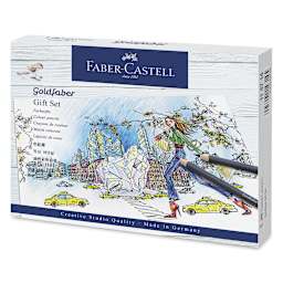 Faber-Castell Goldfaber Color Pencil Gift Set - Right angled view of front of package
