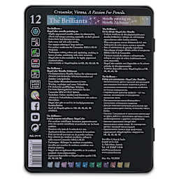 Cretacolor The Brilliants Metallic Drawing Set, back of the packaging