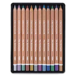 Cretacolor The Brilliants Metallic Drawing Set - 12 pc set shown in storage tray
