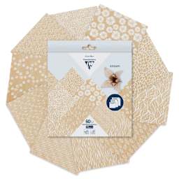 Clairefontaine Origami Paper - Kraft Floral, Assorted Sizes, Pkg of 60