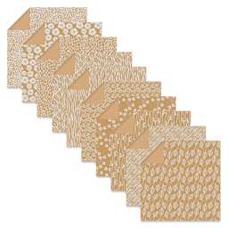 Clairefontaine Origami Paper - Kraft Floral, Assorted Sizes, Pkg of 60, contents