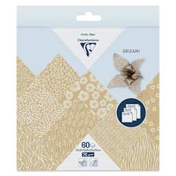 Clairefontaine Origami Paper - Kraft Floral, Assorted Sizes, Pkg of 60, packaging
