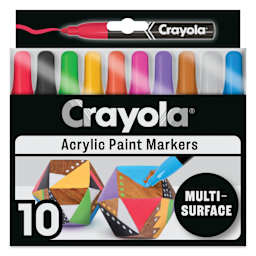 Crayola Acrylic Paint Markers - Set of 10, Assorted Colors, Bullet Nib