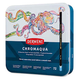 Derwent Chromaqua Watercolor Pencil - Set of 72, Assorted Colors, angled view
