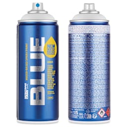 Montana Blue Water-Based Spray Paint - Sports Grey, 400 ml, front and back of can