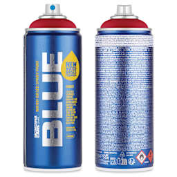 Montana Blue Water-Based Spray Paint - Salsa, 400 ml, front and back of can