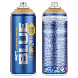 Montana Blue Water-Based Spray Paint - Beige, 400 ml, front and back of can