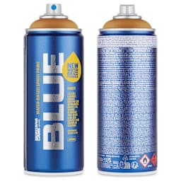 Montana Blue Water-Based Spray Paint - Sand, 400 ml, front and back of can