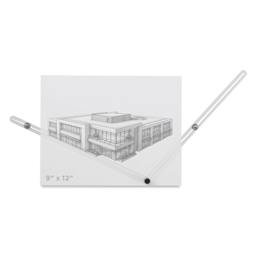 Koala Tools Perspective Ruler - 2-Point Ruler, 12" with a drawing of a building