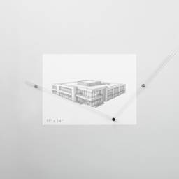 Koala Tools Perspective Ruler - 2-Point Ruler, 14" with a drawing of a building