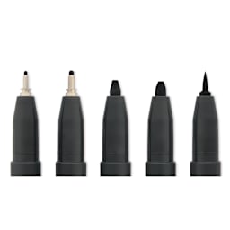 Copic Multiliner Plus Pens - Set of 5, Black, Assorted Bold Tip, close up of nibs