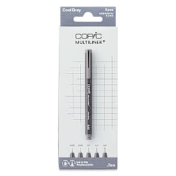 Copic Multiliner Plus Pens - Set of 5, Cool Gray, Assorted Fine Tip, front of packaging