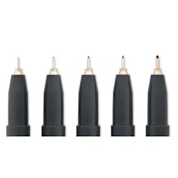 Copic Multiliner Plus Pens - Set of 5, Sepia, Assorted Fine Tip, close up of nibs