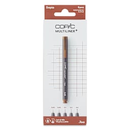 Copic Multiliner Plus Pens - Set of 5, Sepia, Assorted Fine Tip, front of packaging