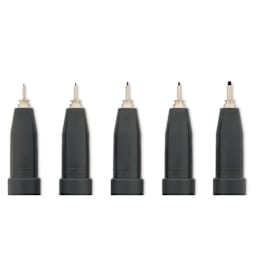 Copic Multiliner Plus Pens - Set of 5, Forest, Assorted Fine Tip, close up of nibs