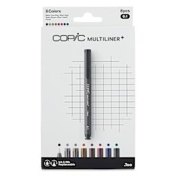 Copic Multiliner Plus Pens - Set of 8, Assorted Colors, 0.3 mm, Fine Tip, front of packaging