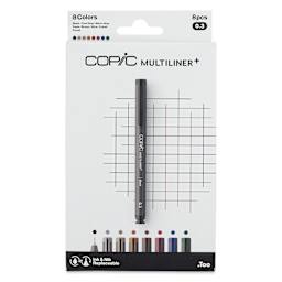 Copic Multiliner Plus Pens - Set of 8, Assorted Colors, 0.1 mm, Fine Tip, front of packaging