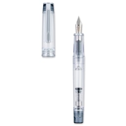 Pilot Prera Clear Fountain Pen - Black, Calligraphy Nib, cap off (image may depict a different style nib)