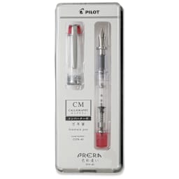 Pilot Prera Clear Fountain Pen - Red, Calligraphy Nib, in packaging