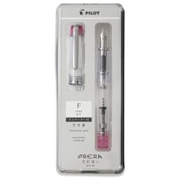 Pilot Prera Clear Fountain Pen - Pink, Fine Nib, in packaging